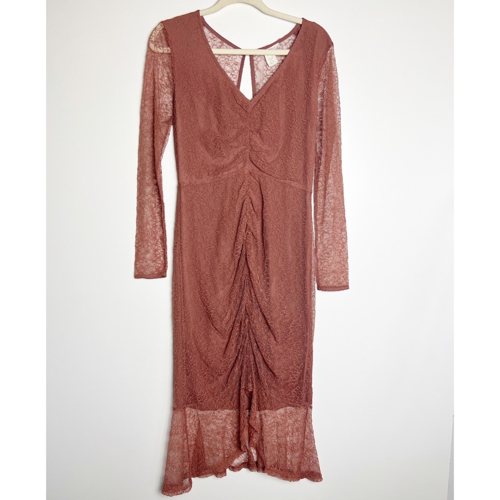 Urban outfitters rouched lace bohemian midi dress